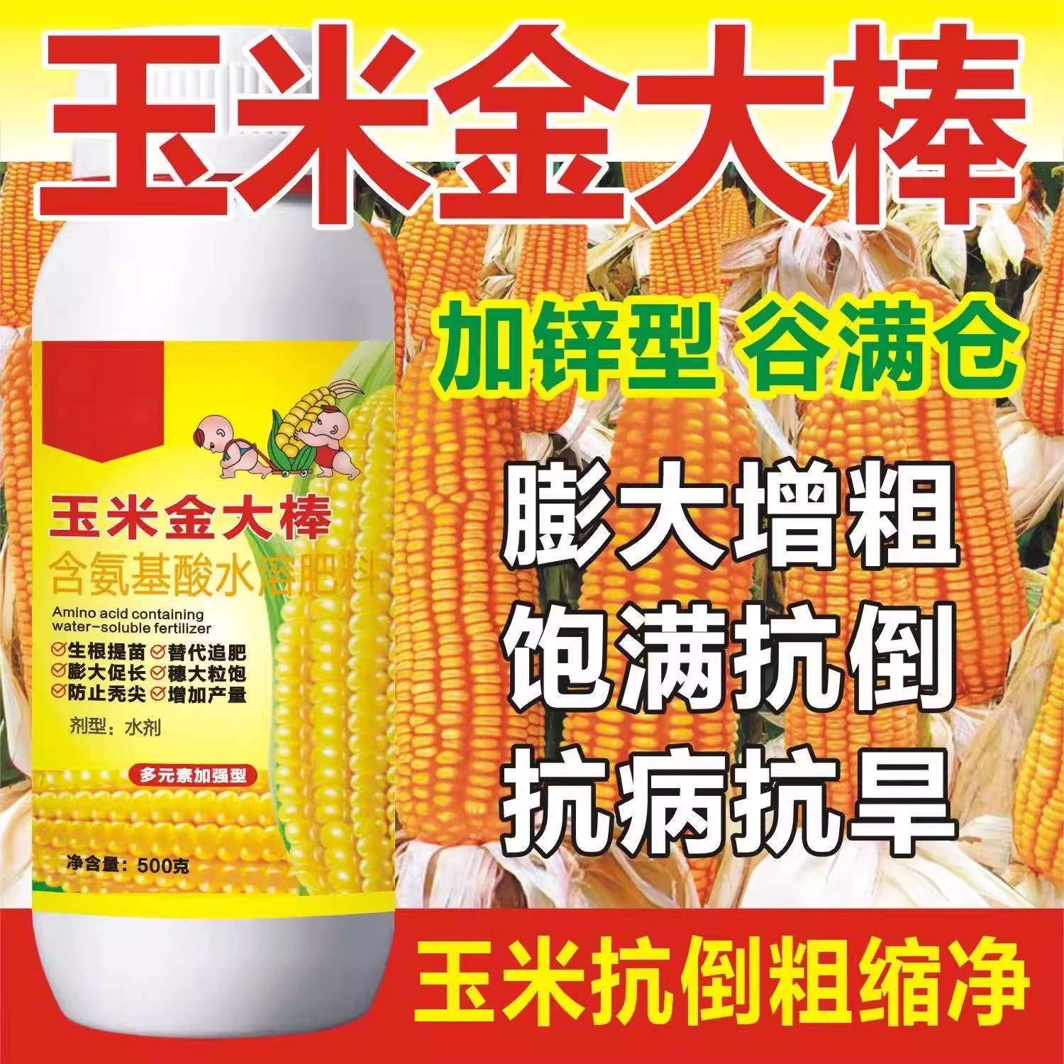 正品玉米金大棒抗病抗倒伏穗大粒饱颗粒饱满玉米叶面肥农用