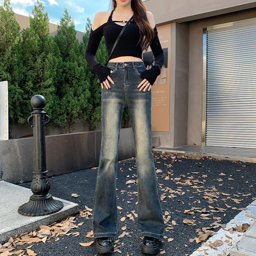 浅蓝色牛仔裤子女装高腰