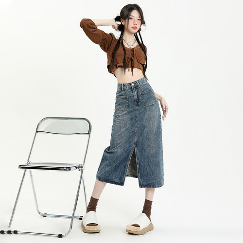 牛仔半身裙女小个子包臀裙