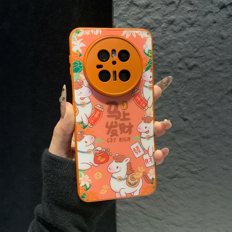 马上发财玻璃防摔手机壳适用荣耀