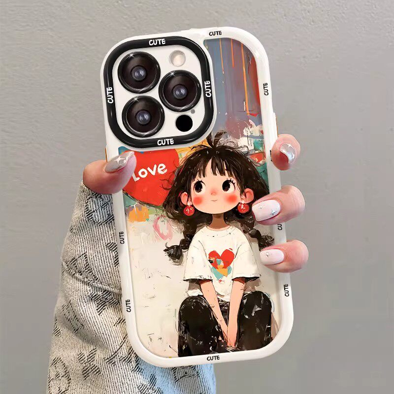 爱心女孩适用OPPOfindx9sPro/x8s/x7手机壳Reno15Pro/14/13女新款a6/a5Pro防摔k15Pro真我neo8/15全包保护套