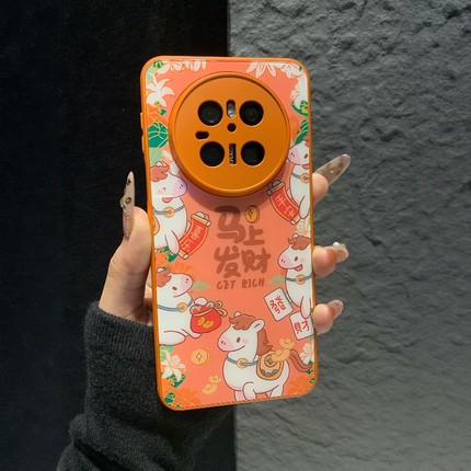 马上发财适用OPPOfindx9/8s/7Pro手机壳Reno15/14Pro/13/2026新款10玻璃壳a6/a5x防摔K12s真我GT7Pro/6保护套