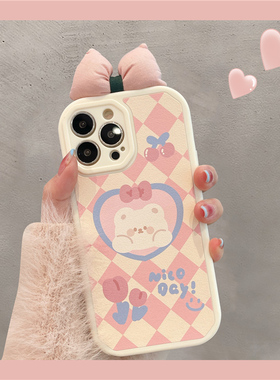 爱心小熊适用opporeno15/14/13pro/12/11/10手机壳新款6/K11可爱findx9/8/x7/x5女a93真我12xplus/gtneo2/3/5