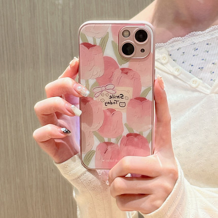 小清新郁金香适用小米17max/15ultra/14pro+/13c手机壳civi4红米k90/80/70/60至尊版note12turbo新款x11青春
