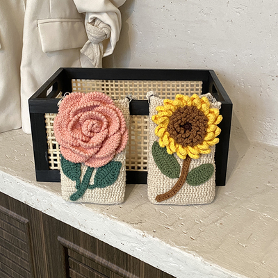 手工编织向日葵手机包