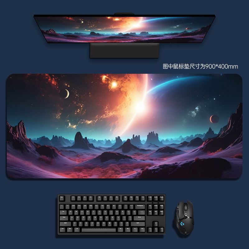 鼠标垫超大号锁边ps办公快捷键盘垫子电竞游戏电脑桌面垫定制