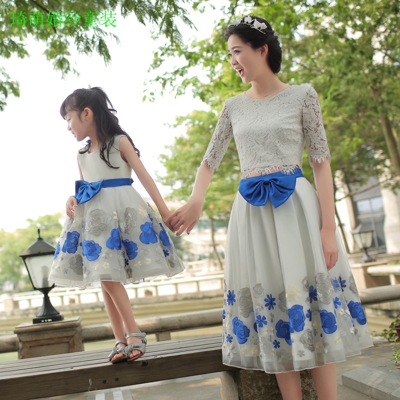 亲子装母女装连衣裙春夏公主裙时尚模特走秀钢琴演出服晚礼服洋气