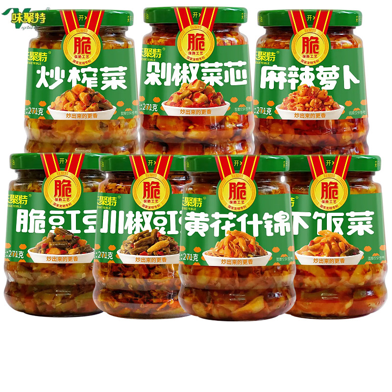 味聚特炒榨菜脆豇豆四川特产麻辣萝卜黄花什锦咸菜开味下饭菜271g