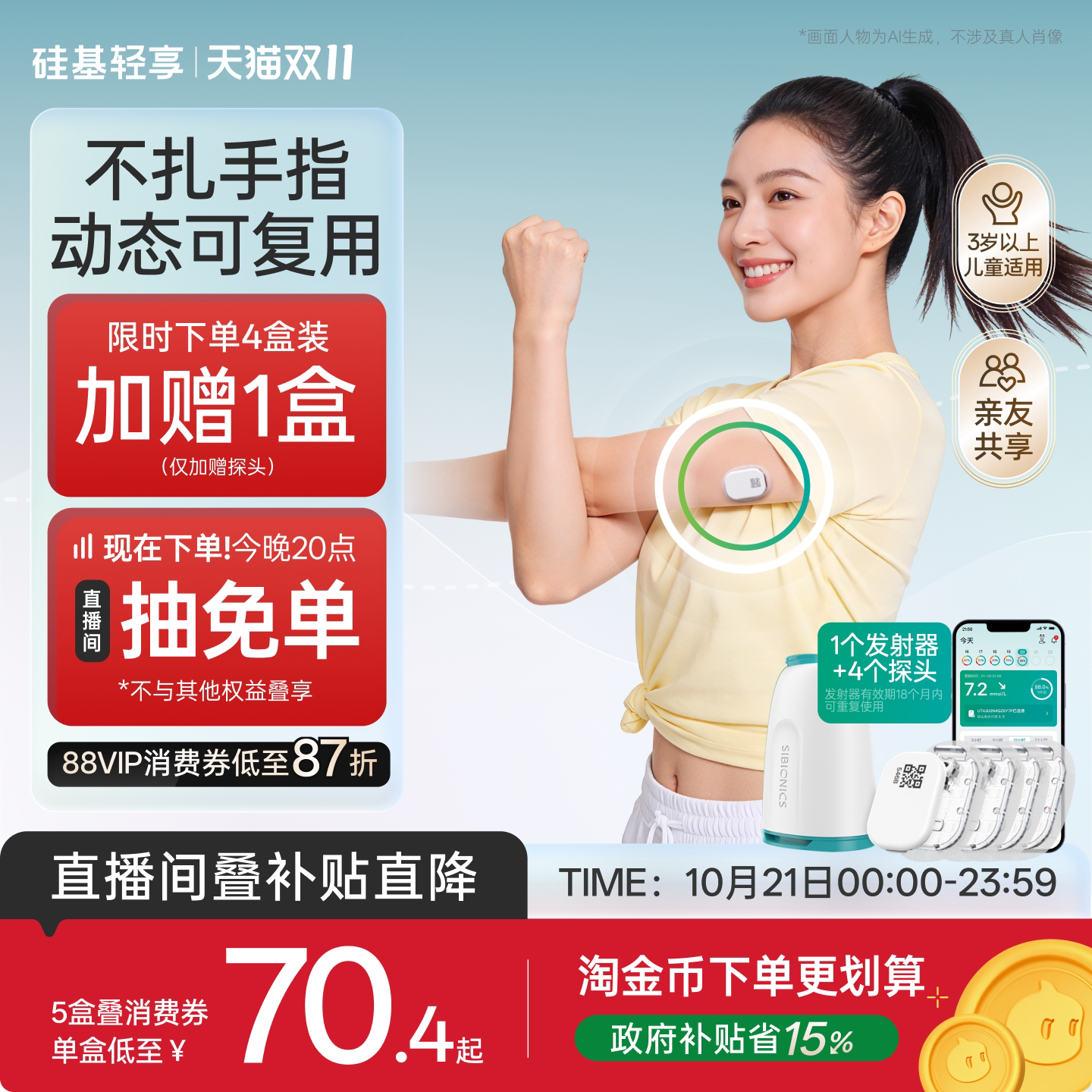 硅基轻享动态血糖仪可复用更经济
