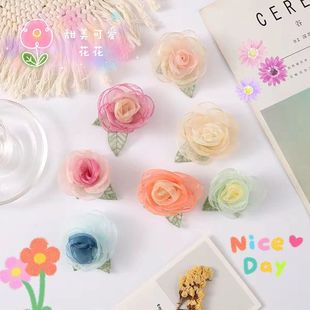 胸花浣紗芙蓉高級感防走光珠光胸針紗仙氣月季 花飾品花瓣少女別針