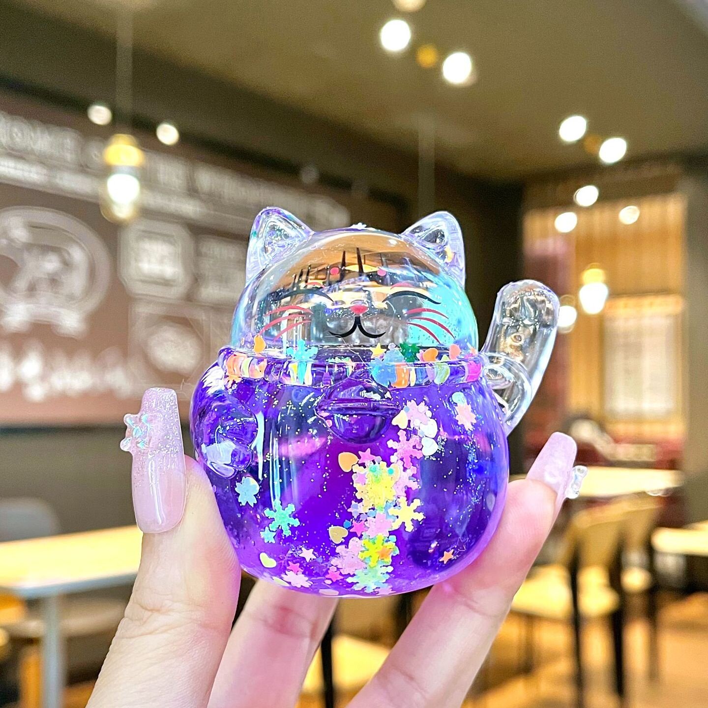 爆款流沙招财猫 爆闪kiki塔塔招财猫摆件入油 盲盒盲袋小礼品礼物