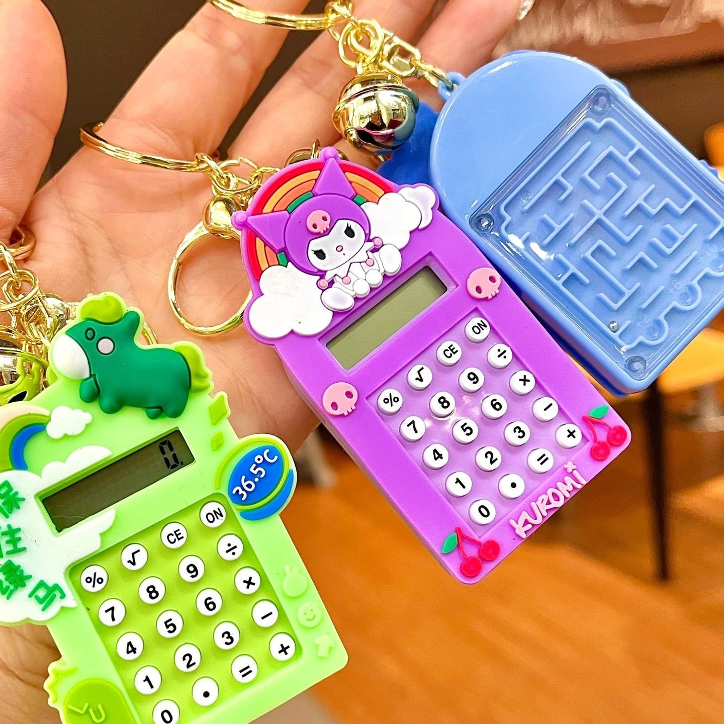 卡通绿马迷宫计算器钥匙扣挂件礼物儿童书包小饰品钥匙链挂饰批发