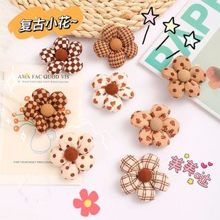 发绳头饰秋冬女孩纯棉发圈圣诞节发饰diy 咖色儿童胸针奶花朵新品