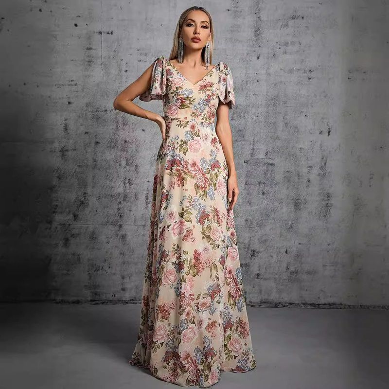印花数码女装深碎花时尚领新品