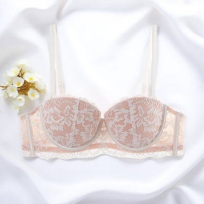 半杯内衣女小胸聚拢显大加厚法式胸罩收副乳蕾丝性感纯欲文胸套装