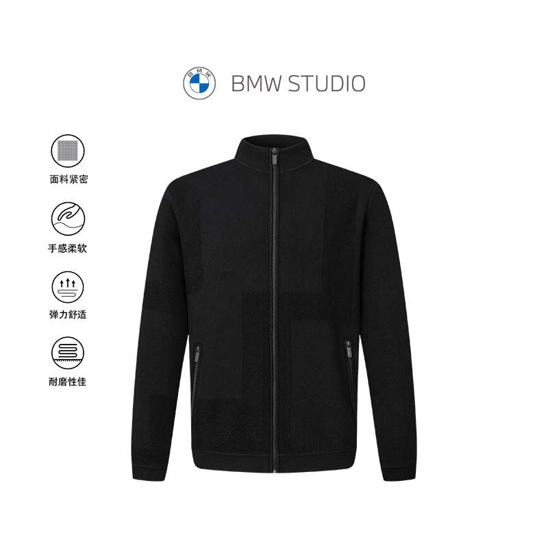 BMWSTUDIO简约立领拉链毛衣