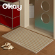 okay木质条纹丝圈入户地垫大门口家用可裁剪 pvc耐脏防滑除尘脚垫