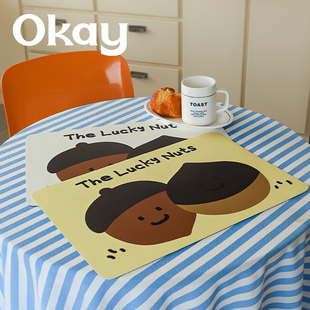 OKAY 餐垫家用简约现代隔热吸水桌垫专用垫防水防油免洗卡通用餐