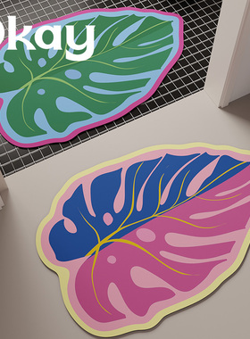 okay龟背竹记浴室吸水地垫撞色几何厕所门口脚垫卫生间门垫防滑垫