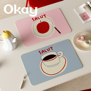 OKAY茶歇午后皮革餐垫防水防油可擦免洗隔热垫 pvc鼠标垫杯垫碗垫