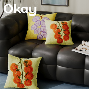 okay印染水果简约客厅抱枕套沙发抱枕靠垫办公室腰枕套床头靠背垫