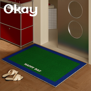 okay纯色边框丝圈入户地垫大门口家用可裁剪 pvc耐脏防滑除尘脚垫
