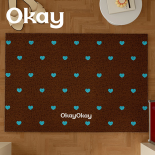 okay爱心礼物丝圈入户地垫门口家用可裁剪 pvc耐脏防滑除尘脚垫子