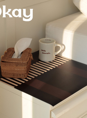 OKAY咖啡 黑色简约耐脏卧室床头柜垫轻奢高级感防水防烫盖布垫子