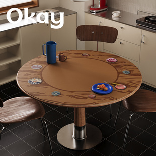 okay木纹星盘 圆形桌垫皮革餐桌垫pvc简约防水防油耐脏隔热桌布