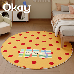 okay复古波点床边毯卧室入户 ins进门房间治愈系家用百搭圆地毯垫