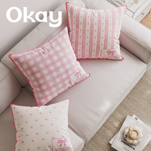 okay春日少女韩系客厅抱枕套沙发抱枕靠垫办公室腰枕套床头靠背垫