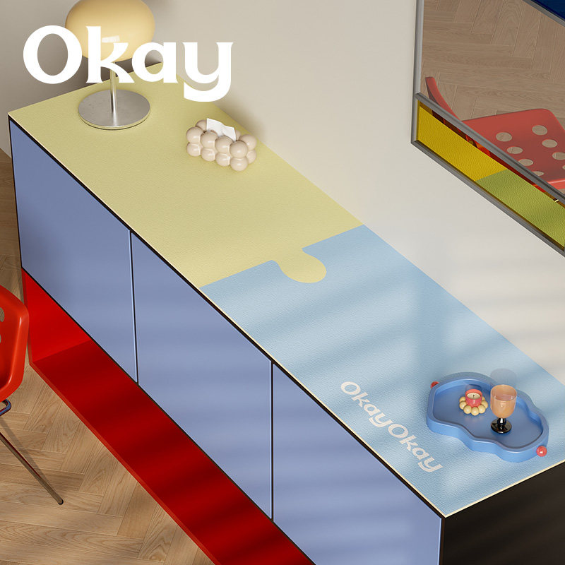 okay拼图乐队皮革餐边柜垫ins风防水防油可擦免洗pvc玄关鞋柜垫子,居家布艺,桌布,淘宝优惠券,粉丝福利购,淘宝优惠卷
