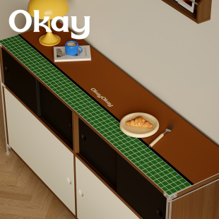okay飞行宇宙皮革餐边柜垫ins风防水防油可擦免洗pvc玄关鞋 柜垫子