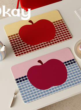 水果士多皮革餐垫红色新年防水防油可擦免洗隔热垫 pvc鼠标垫碗垫