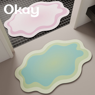 okay绿染云朵浴室吸水地垫多巴胺厕所门口脚垫卫生间门垫防滑垫子