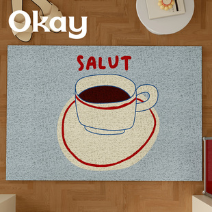 okay茶歇午后丝圈入户地垫门口家用可裁剪 pvc耐脏防滑除尘脚垫子