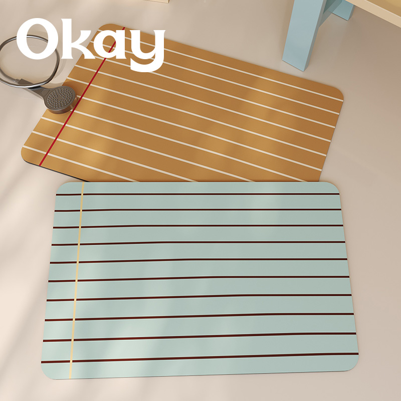 okay素色线条浴室吸水地垫纯色条纹厕所门口脚垫卫生间门垫防滑垫
