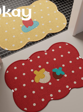 红色波点浴室吸水地垫新年氛围感喜庆厕所门口脚垫卫生间门垫防滑