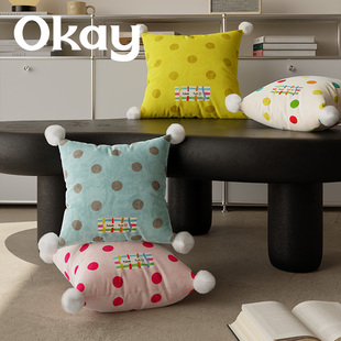 okay清新波点简约客厅抱枕套沙发抱枕靠垫办公室腰枕套床头靠背垫