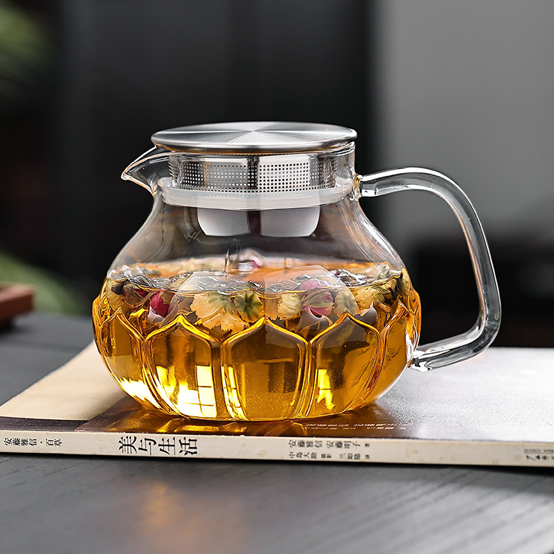加厚耐热玻璃花茶壶煮茶一体过滤图片