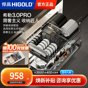 碗篮304不锈钢调味拉篮 悍高厨房橱柜拉篮希勒3.0Pro双层抽屉式