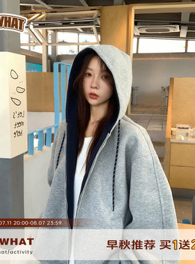 Vs what「汉南洞街头」韩式慵懒外套连帽开 衫卫衣情侣夹克开 衫