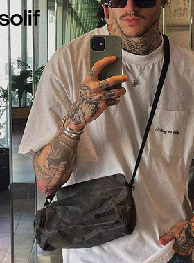 solif暗物质新款圆筒包包做旧时尚潮流包原创小众男女单肩斜挎包