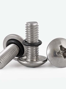 304不锈钢十字圆头防水螺丝带密封圈盘头O型螺钉M2M3M3.5M4M5M6M8