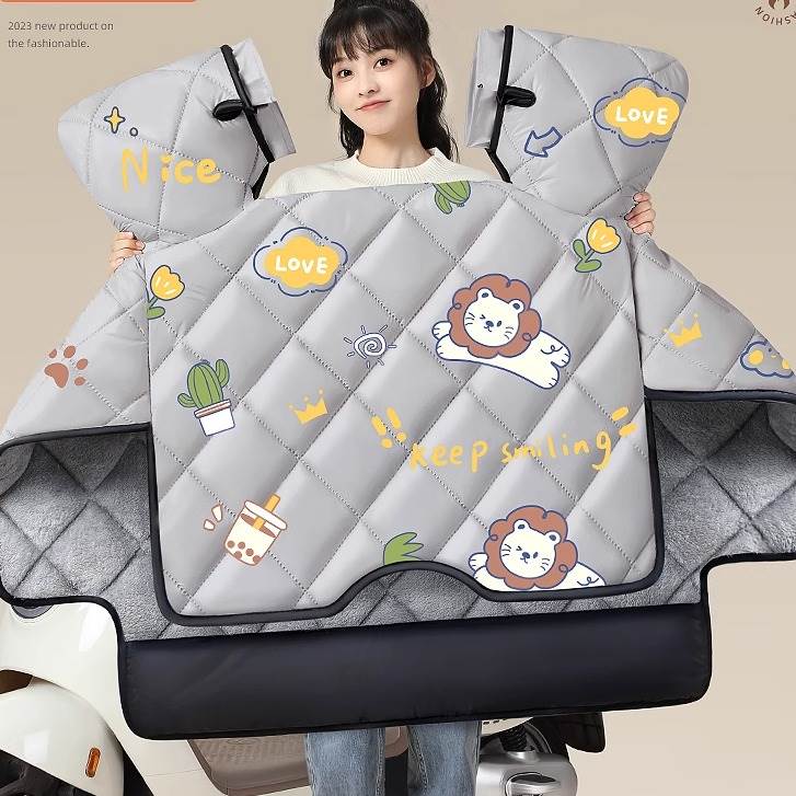 电动车挡风被秋冬季加绒加厚电瓶摩托车防风防水四季通用保暖围挡