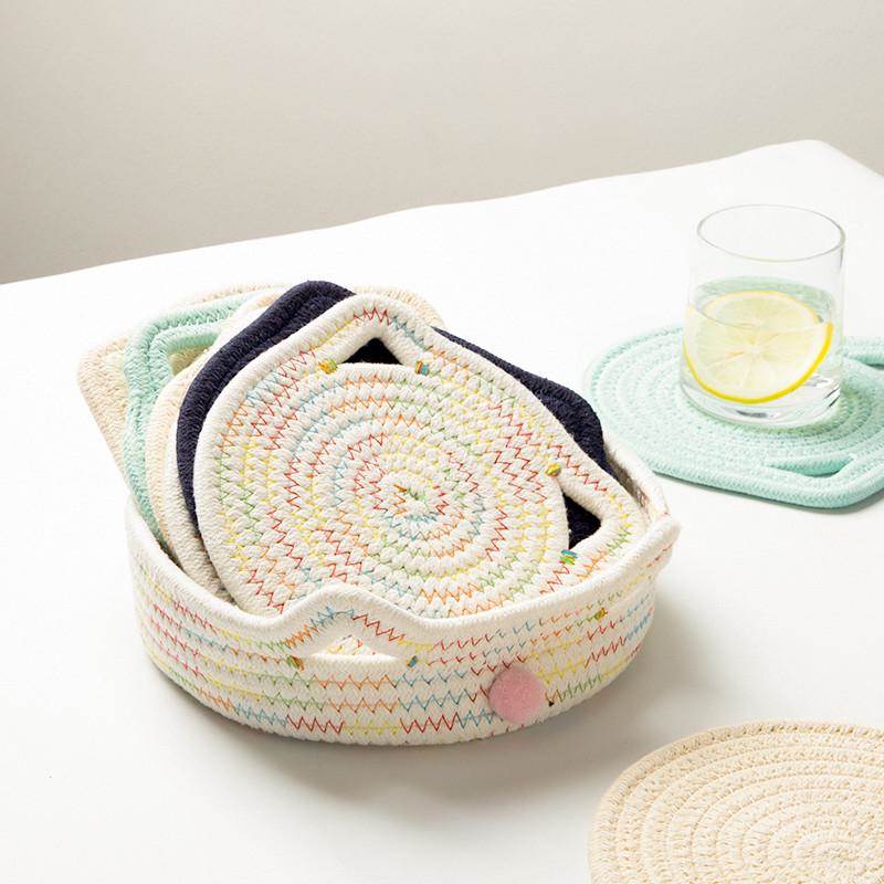 猫耳日式餐垫隔热垫套装家用防烫餐桌垫耐高温锅垫杯垫盘垫子碗垫