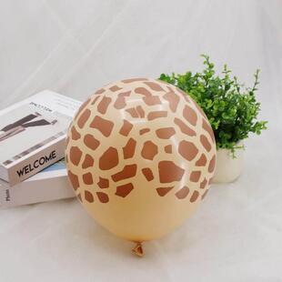 动物脚印气球豹纹斑点马纹狗奶牛条纹黄橙白蓝色圆形儿童印花汽球