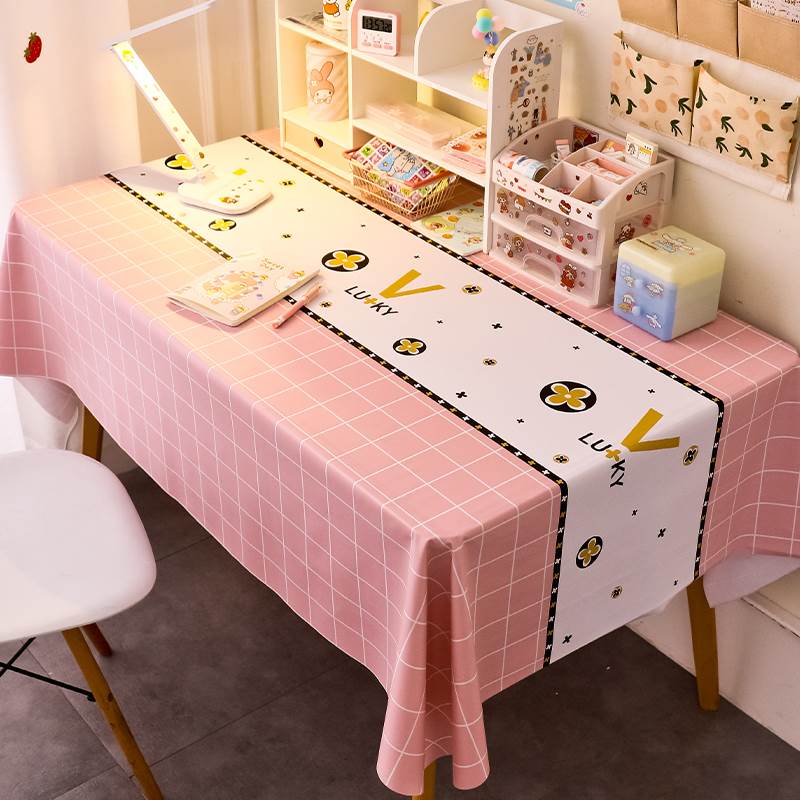 可爱少女心桌布防水防油免洗ins风书桌布网红餐桌长方形台布pvc垫