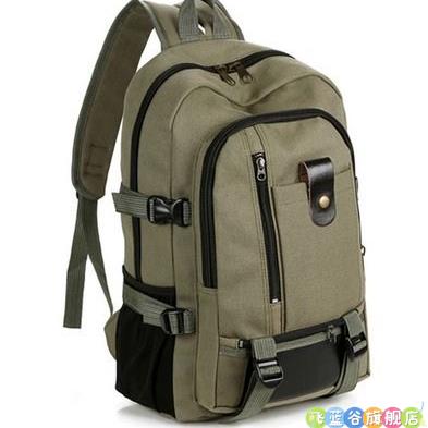 新款特价帆布大容量男士双肩包旅行背包时尚潮男中大学生书包包邮