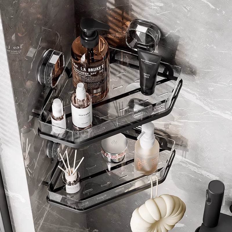 浴室升级改造！吸盘淋浴间化妆品收纳壁挂洗漱台三角篮置物架洗澡